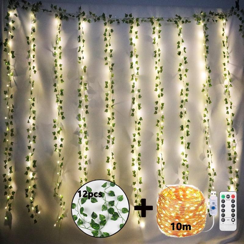 Cascata Guirlanda Verde com Led 12 Peças - My Store