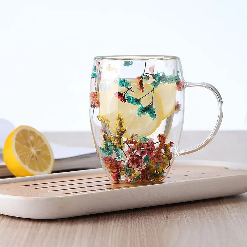 Caneca de Parede Dupla Floral  300mL